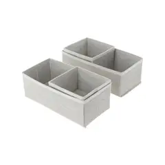 undefined - Set x4 Cajas Organizadoras En Tela Beige